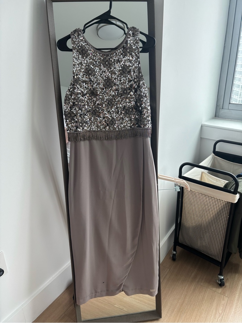 REVOLVE Taupe Sequin Bodice Evening Gown